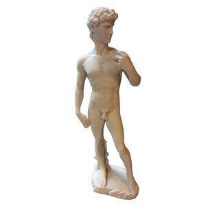 Michelangelo’s David Pacific Resin Marble Finish 12” White Statue Desktop